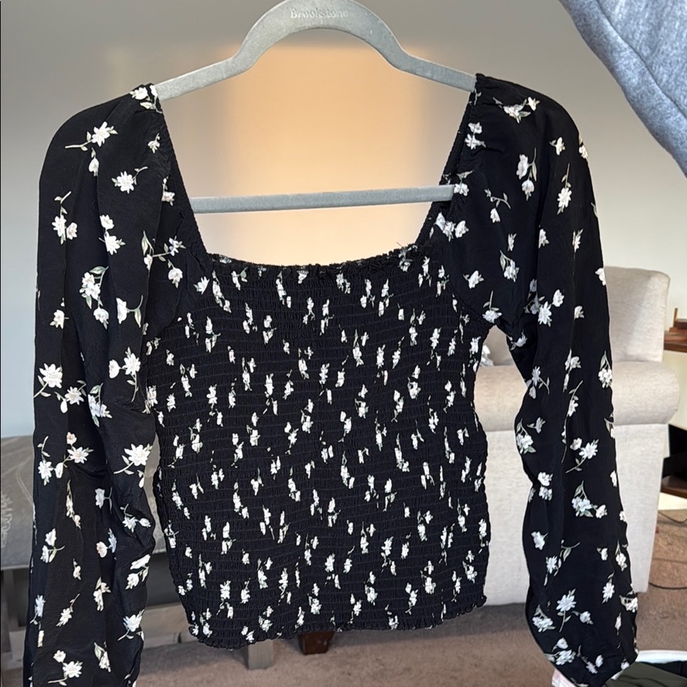 Floral Black Top